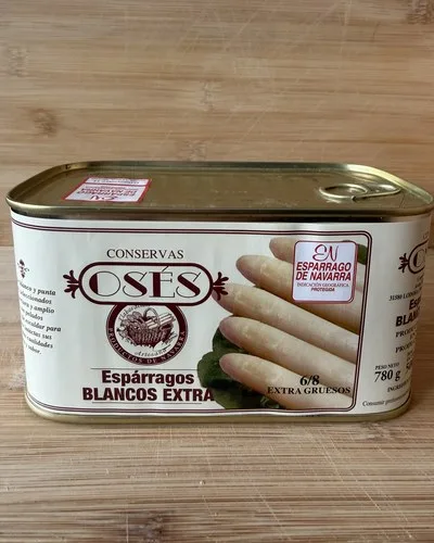 Lata 1 kg de espárrago I.G.P. de Navarra calibre 6/8 extra grueso — Conservas Osés