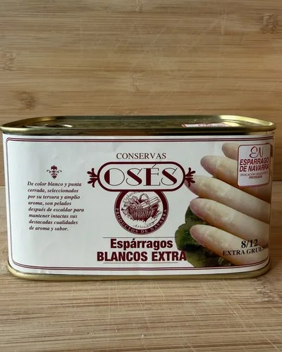 Lata 1 kg de espárrago I.G.P. de Navarra calibre 8/12 extra grueso — Conservas Osés